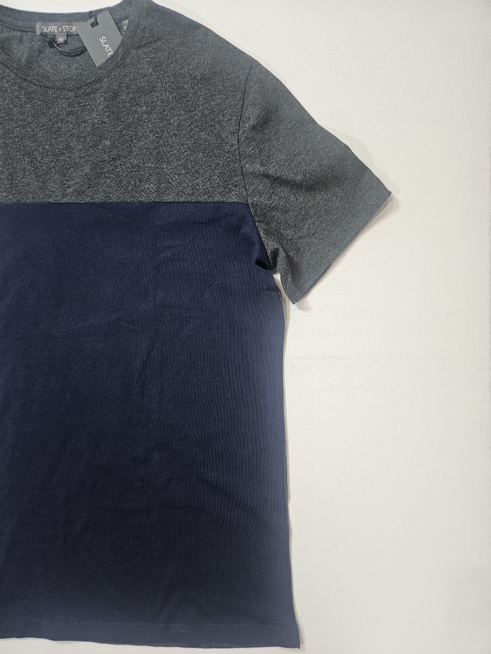 NWT Slate & Stone Logan T-shirt Mens XXL Navy Grey Colorblock Loungewear Tee - Picture 2 of 5